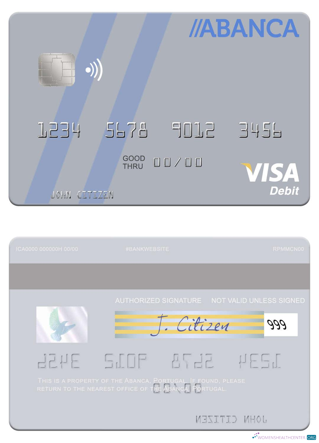 Download Portugal Abanca visa debit card Photoshop template